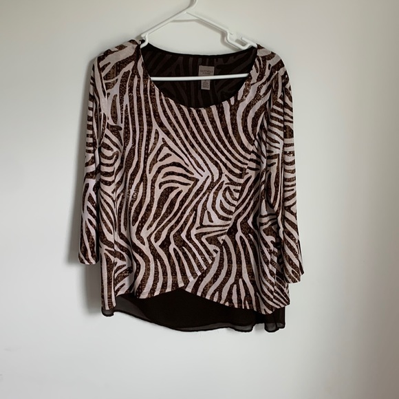 Brown zebra print blouse - Picture 1 of 2